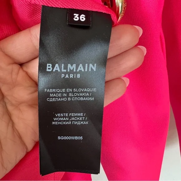 BALMAIN Double-Breasted Grain De Poudre Wool Blazer - Picture 7 of 12